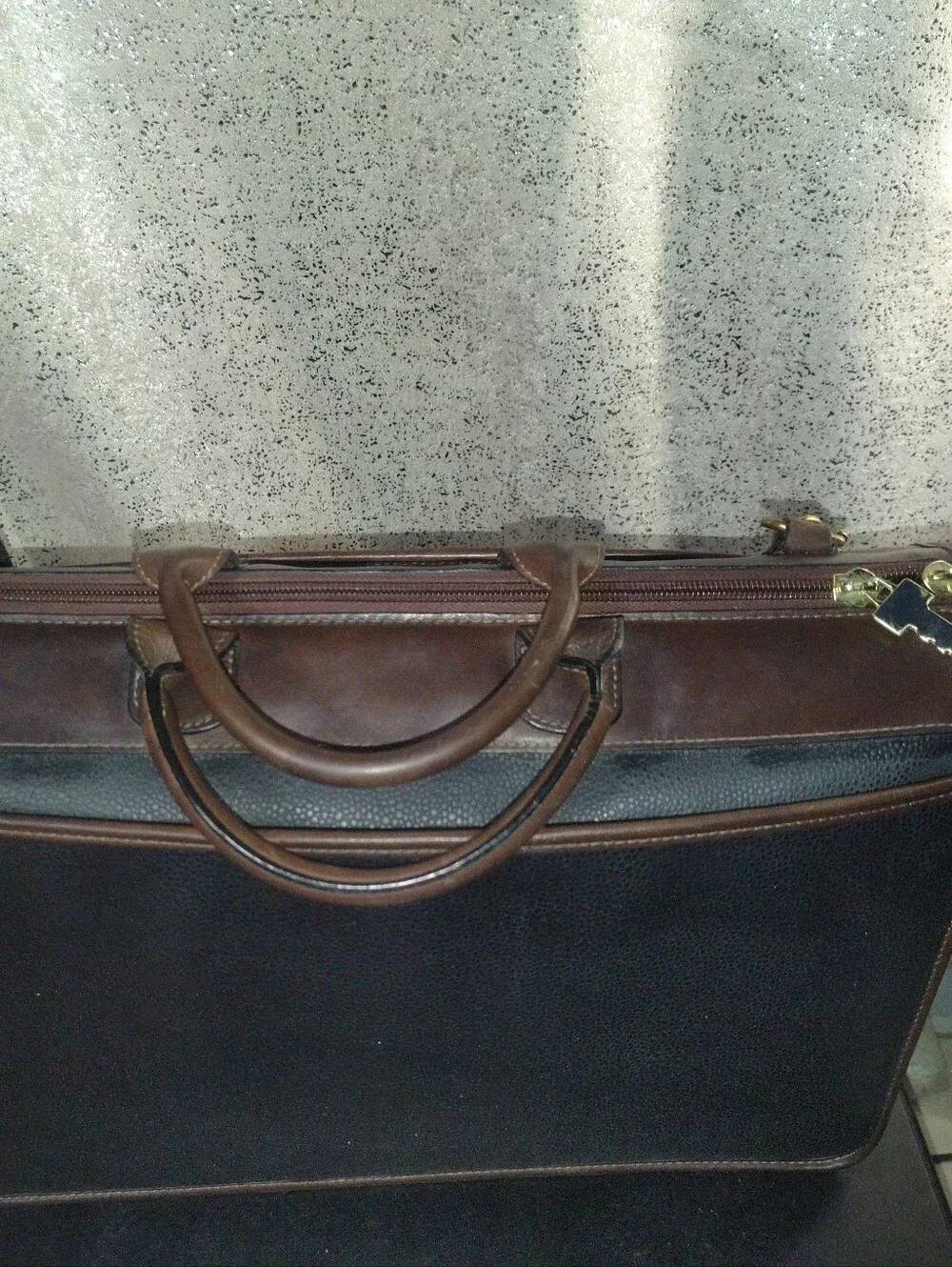 Jack Georges Vintage Two Tone Top Zip Leather Briefcase Laptop Messenger Bag